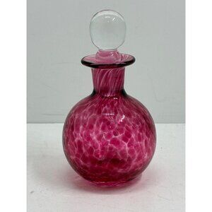 Teign  Valley Hand-Blown Cranberry Pink Glass Perfume Bottle With Stopper